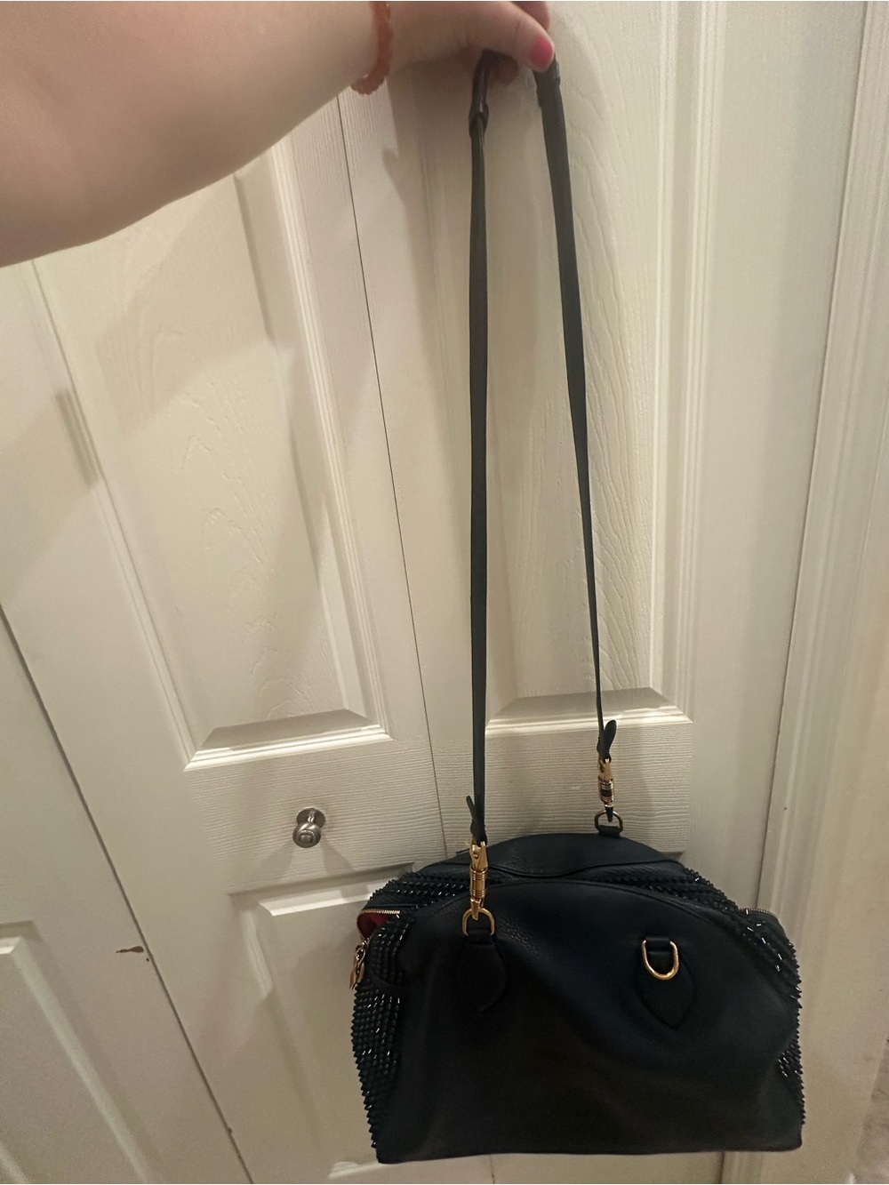 Christian Louboutin Navy Blue Women's Crossbody Bag with Chain Detail
